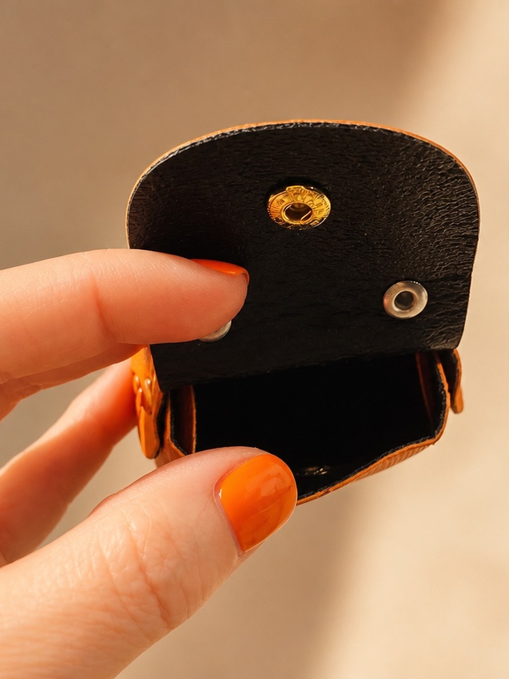 Luxury Orange Mini Bag Keychain - Designer-Inspired Accent - Picture 6 of 7